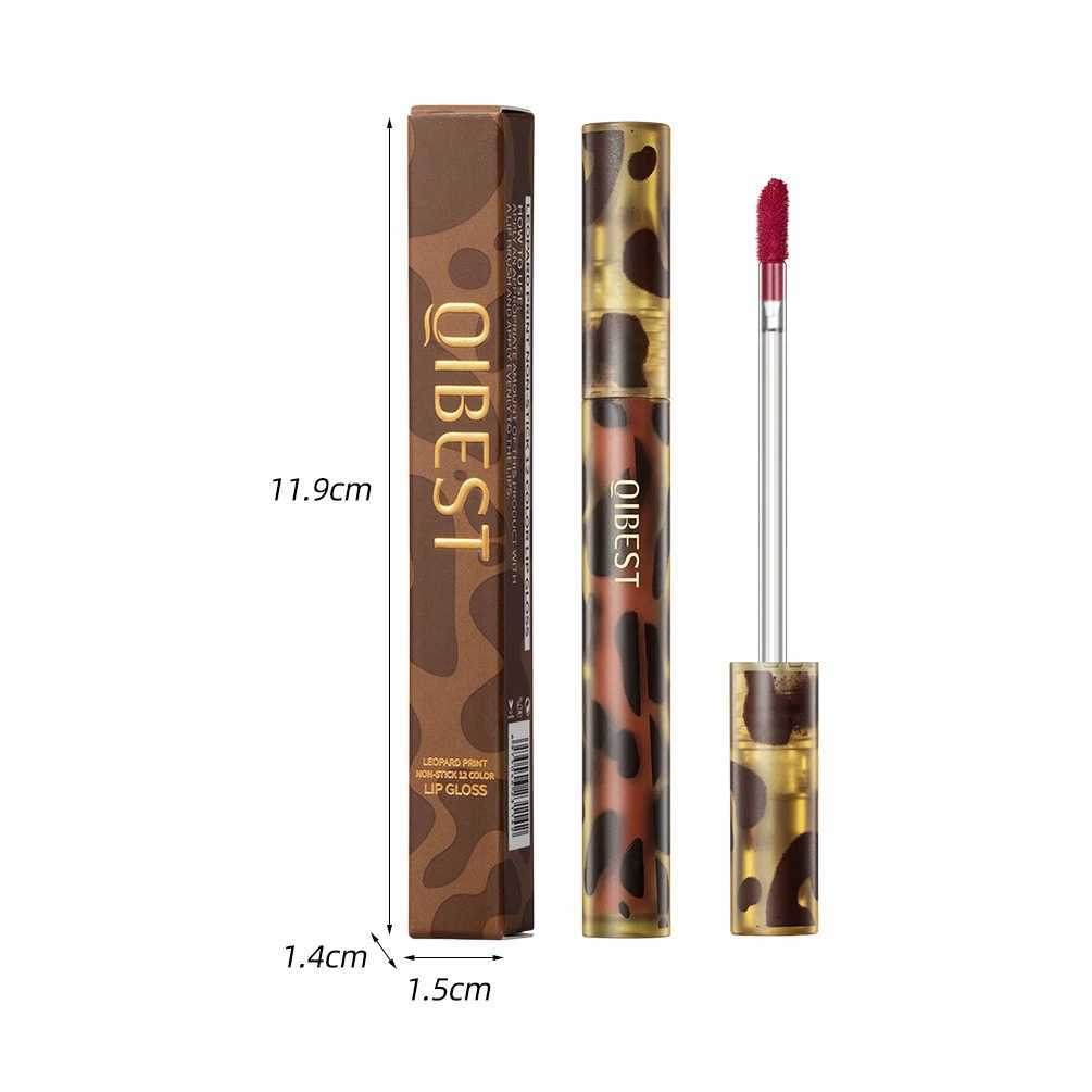 QIBEST Leopard Print Velvet Matte Liquid Lipstick Lasting Waterproof Non-Stick Cup Lip Gloss Women Sexy Moisturizing Lip Tint XJ250618