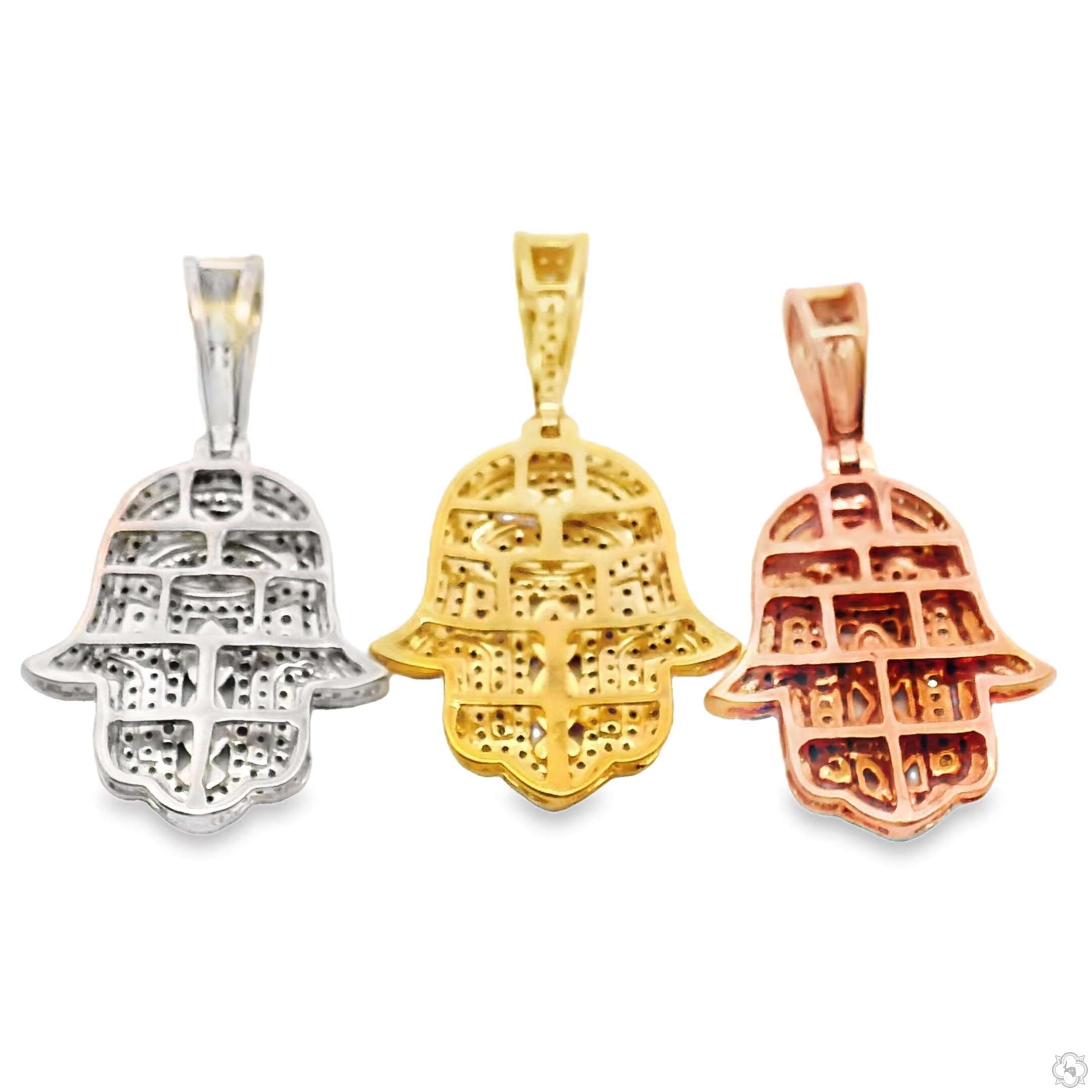 10K Gold VVS Diamond Fatima Hamsa Hand Pendant New Design Luxury Ice Good Luck Necklace with Moissanite Charms Hip Hop Style