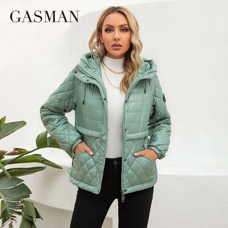 GASMAN 2022 Women's spring jacket fashion casual Short parka Thin Cotton hooded Coat women ladies jackets Warm outwear 21159
