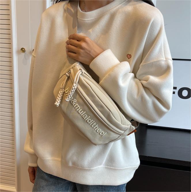 Free shipping designer Korean Style Letter Canvas Chest Bag for Women 2025 New Casual Sports Style Shoulder Bag Trendy Versatile Super Popular Crossbo