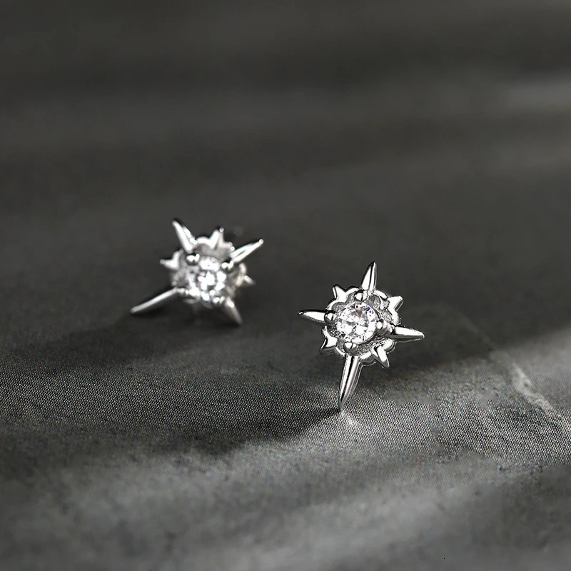 1Pair Trendy Black Zircon Star Stud Earrings For Men Women Couple White Personality Hip-hop Earrings Party Accessories Jewelry 250618