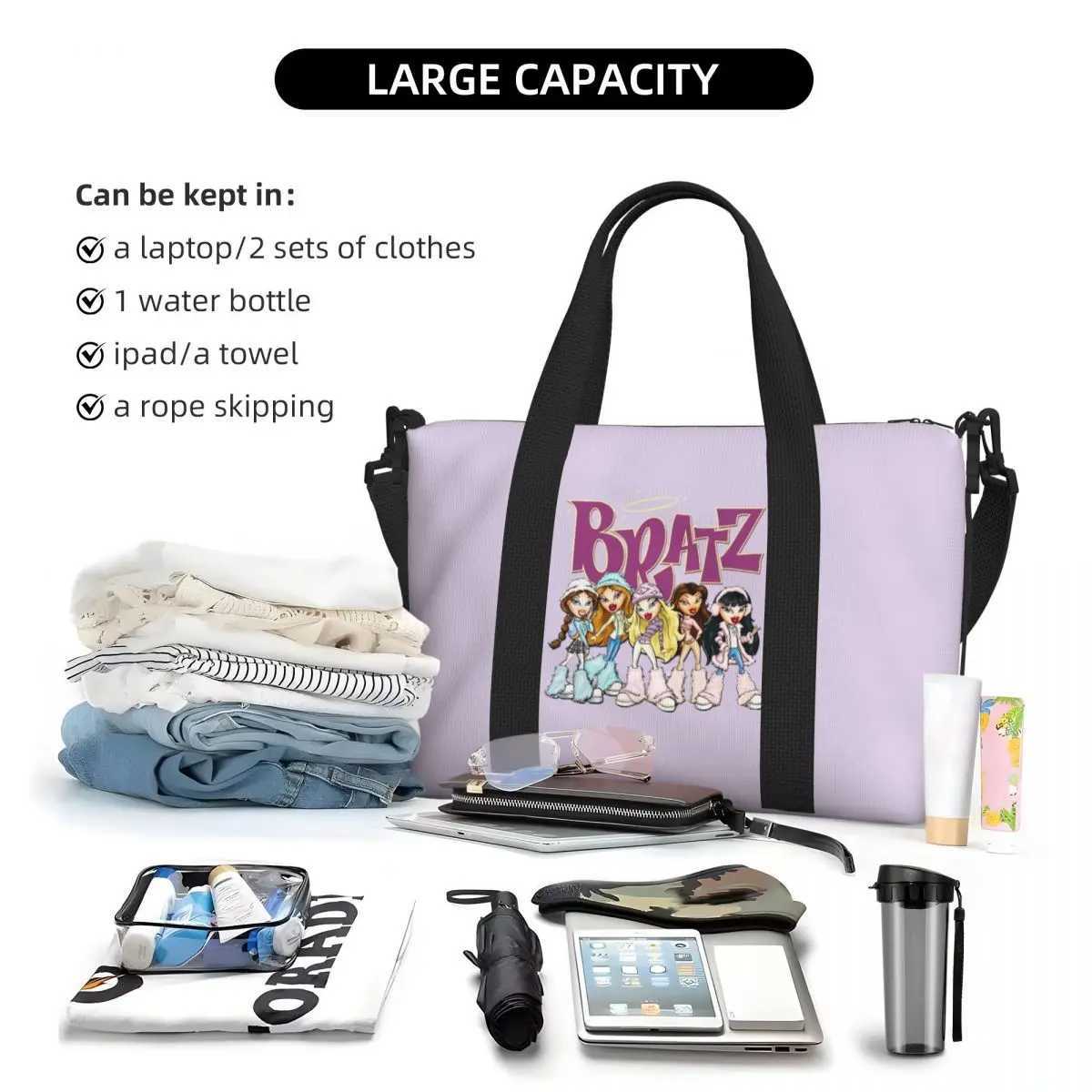 Custom Large Bratz Doll Tote Bag Women Tv Movie Cartoon Shoulder Shopping Gym Beach Travel Bag W250618