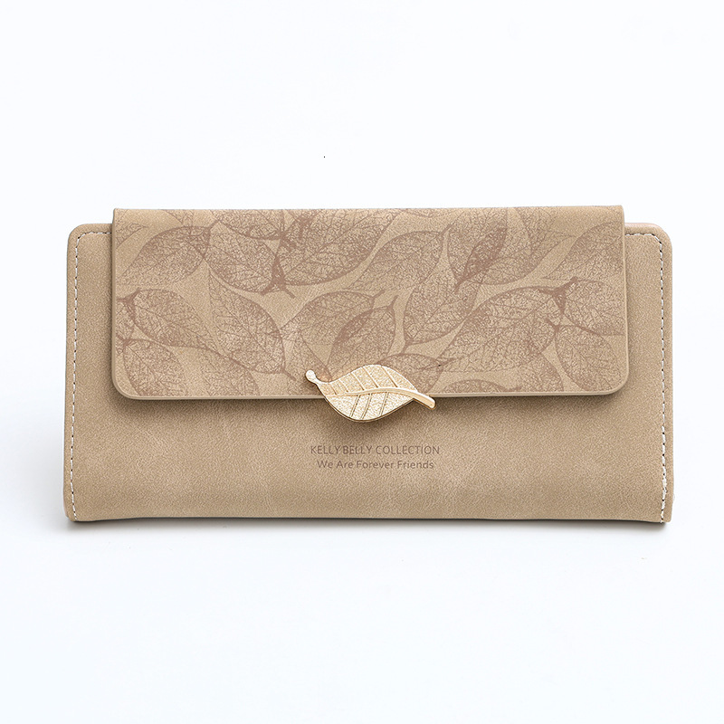 Free Shipping Designer Amazon Cross-border Large Capacity Long Style Luxury Bag European And American Retro Women's Matte Leaf Wallet Clutch Card