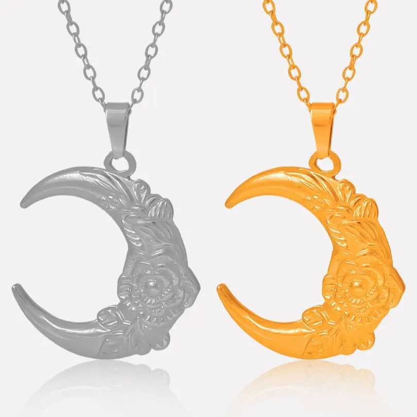 Stainless Steel Crescent Moon Pendant Necklaces For Women Men Accessories Chain On The Neck Necklace Fashion Waterproof Jewelry W250618