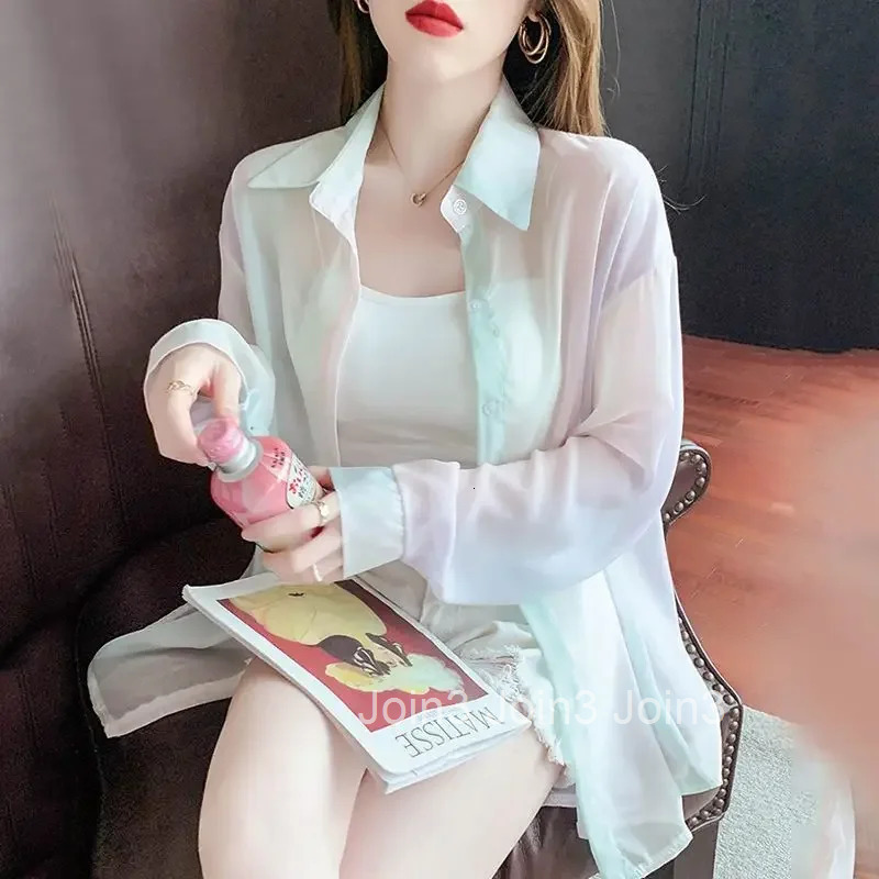 Chiffon Full Long Sleeve Shirts Blouses for Women Summer Blouse Youthful Elegant Woman Top Clothes High Quality Xl Streetwear