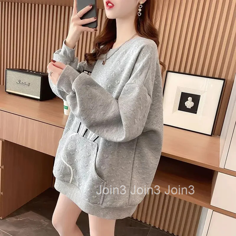 Grey Sweatshirt for Women Korean Woman Tops Black Coat Fashion Xxl On Promotion Kpop Outerwears 2025 Trend Pullover Matching E M