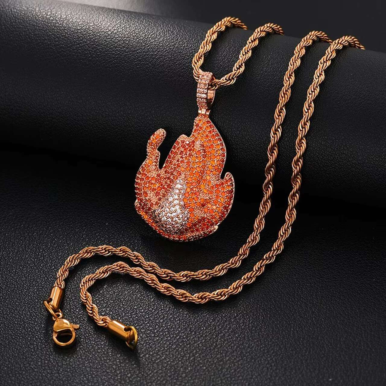 Trendy New Collection 18K 925 Silver Pendant Hotboy Flame Design Hip-Hop Gold Plated Moissanite Necklace