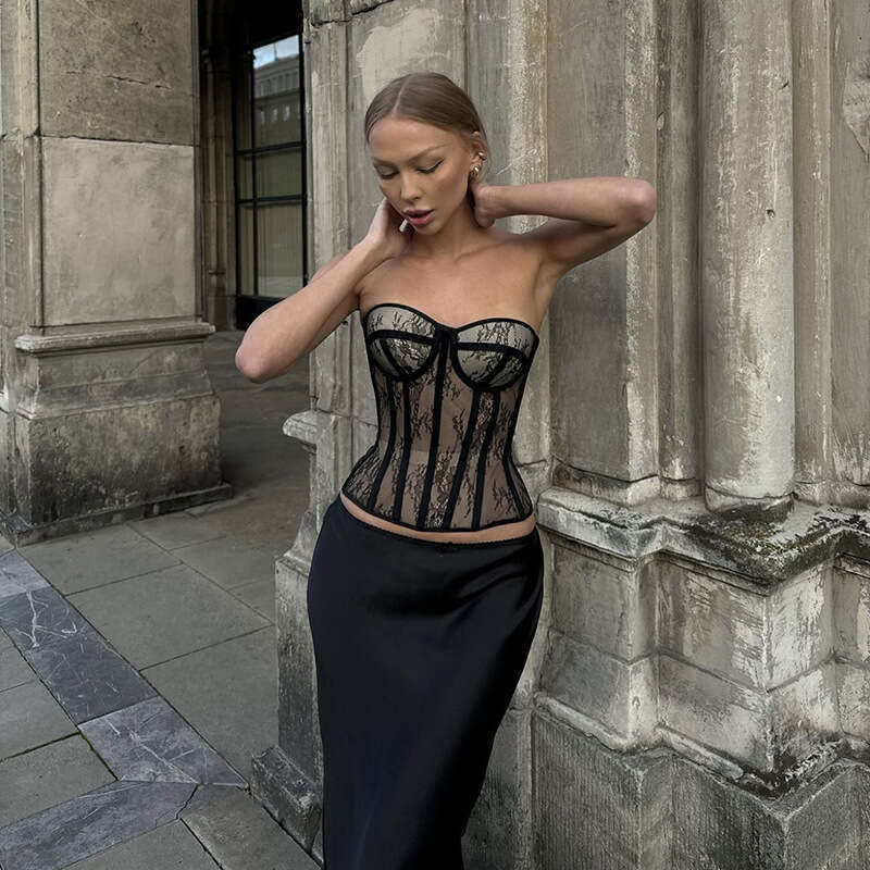 Autumn New Women's Solid Color Slim Fit Street Fashion Off-Shoulder Tube Top Backless Vest B5