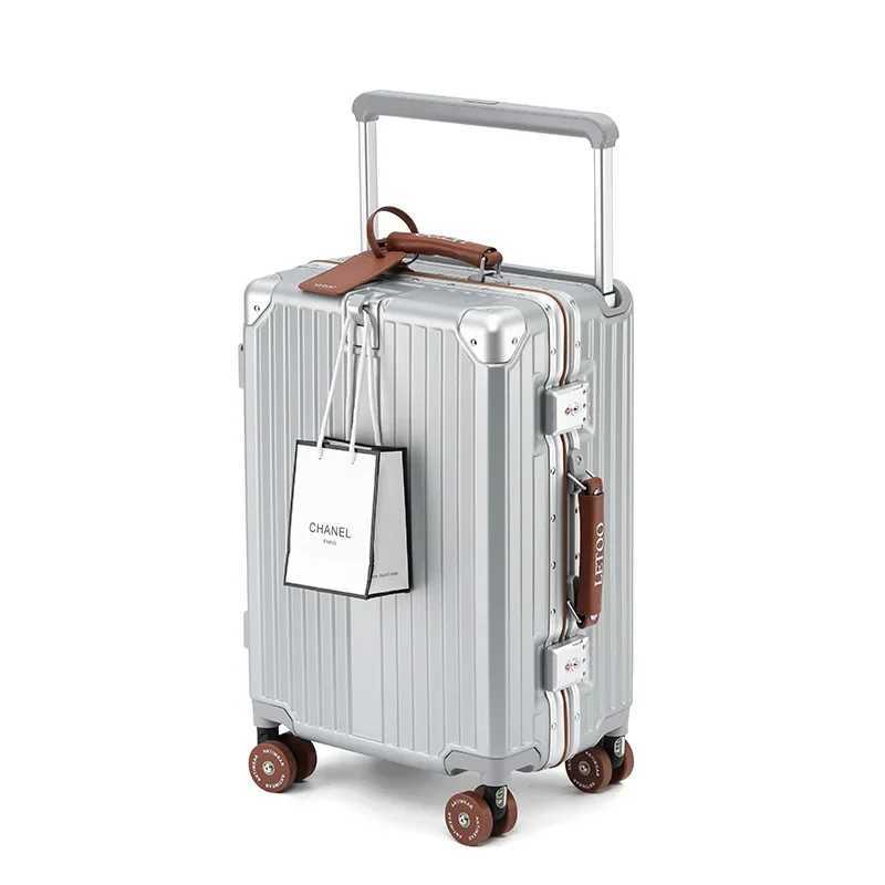 New Suitcase Wide Handle Travel Suitcases Women Men 20 24 26 inches Carry-On Luggage Women PC Aluminum Frame Trolley Case W250618