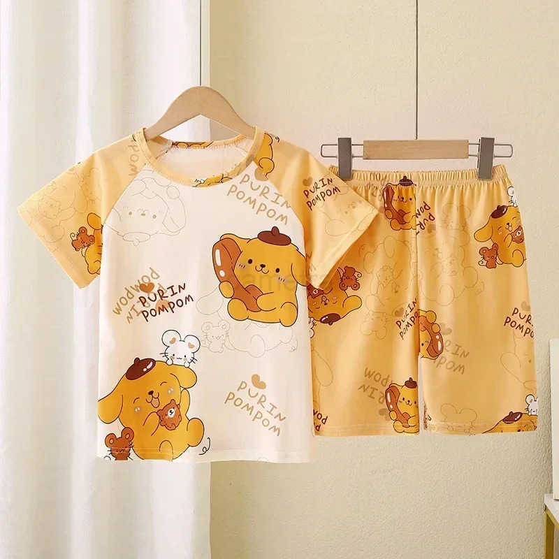 Saniro Hello Kitty Clothes Set Short Sleeve 2pcs T-shirt+Short 1 2 3 Years Old Summer New Clothing Girls Casual Loose XJ250618XJ250618