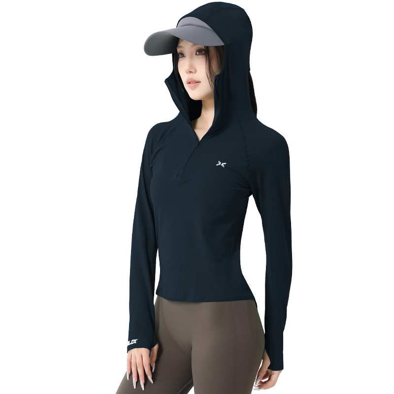Moisture Wicking Womens Sports Pullover with Zipper - Long Sleeve Active Wear Hoodie