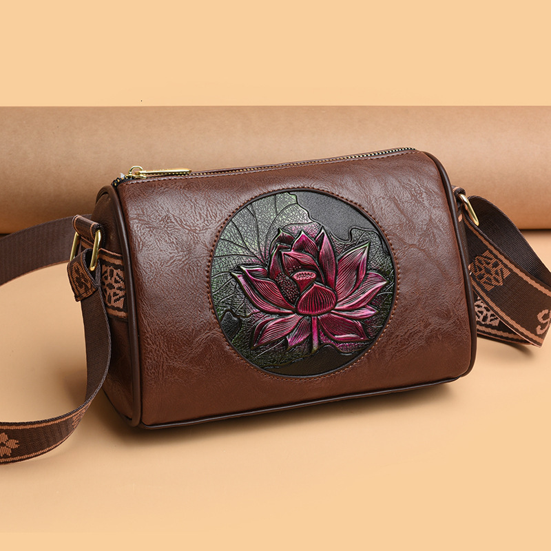 Free Shipping 2025 New Designer Bag Multi Functional Elegant Fashion High Quality Shopping Bag High End Ethnic Style Lotus Women's Single Shoulde
