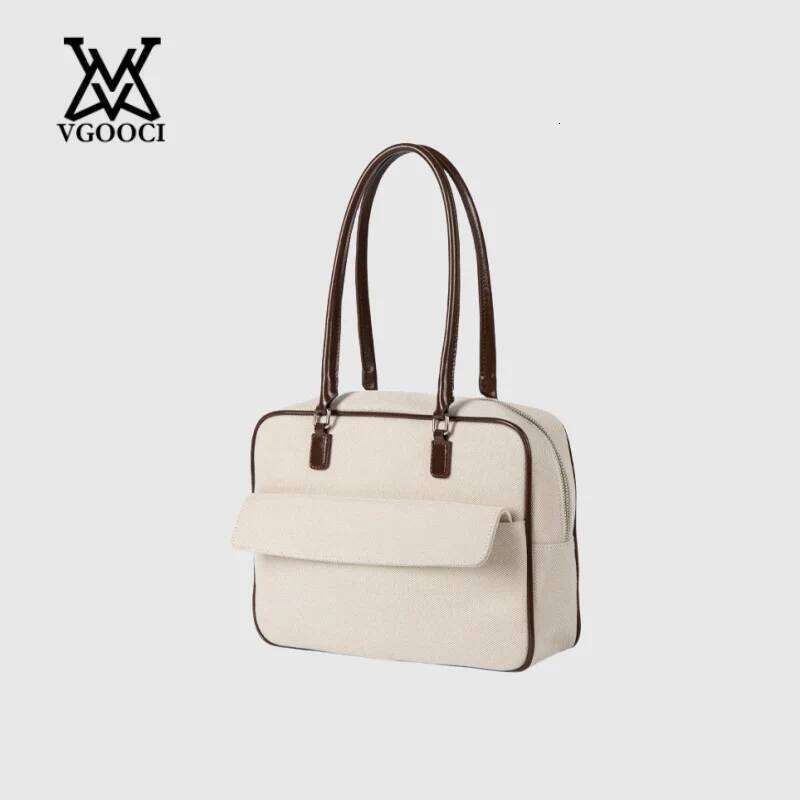 VGOOCI Women's Large Capacity Canvas Handbag Brand Simple Collection Big Boston Tote Fashionable Ladies Shoulder Bag