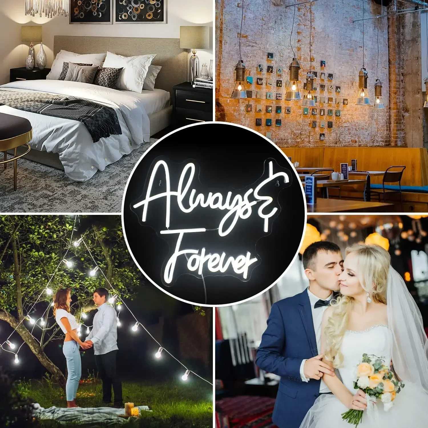 Always Forever Neon Sign LED Neon Light for Wall Decor USB for Bedroom Wedding Dimmable Proposal Birthday Party Christmas Z250618