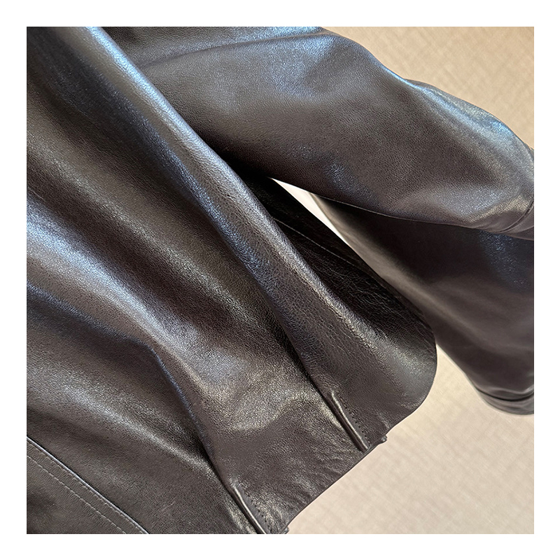 Small leather jacket, short jacket, new year, spring and autumn design, retro style, lapel PU leather motorcycle jacket