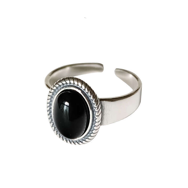 2023 Live Hot Sale Dark Law Chinese Style Super Cool Black Onyx Minimalist Korean and Japanese Light Luxury Handsome Ring