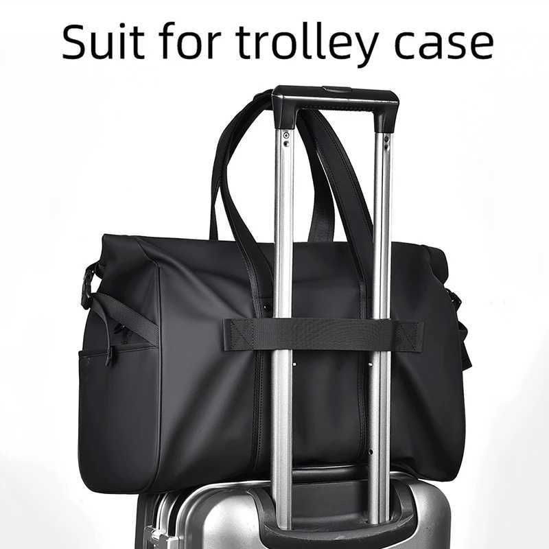 PU Travel Bag Men Business Trip Luggage Storage Bags Men Commute Handbag Large Capacity Shoulder Pack Waterproof Leisure Daypack W250618