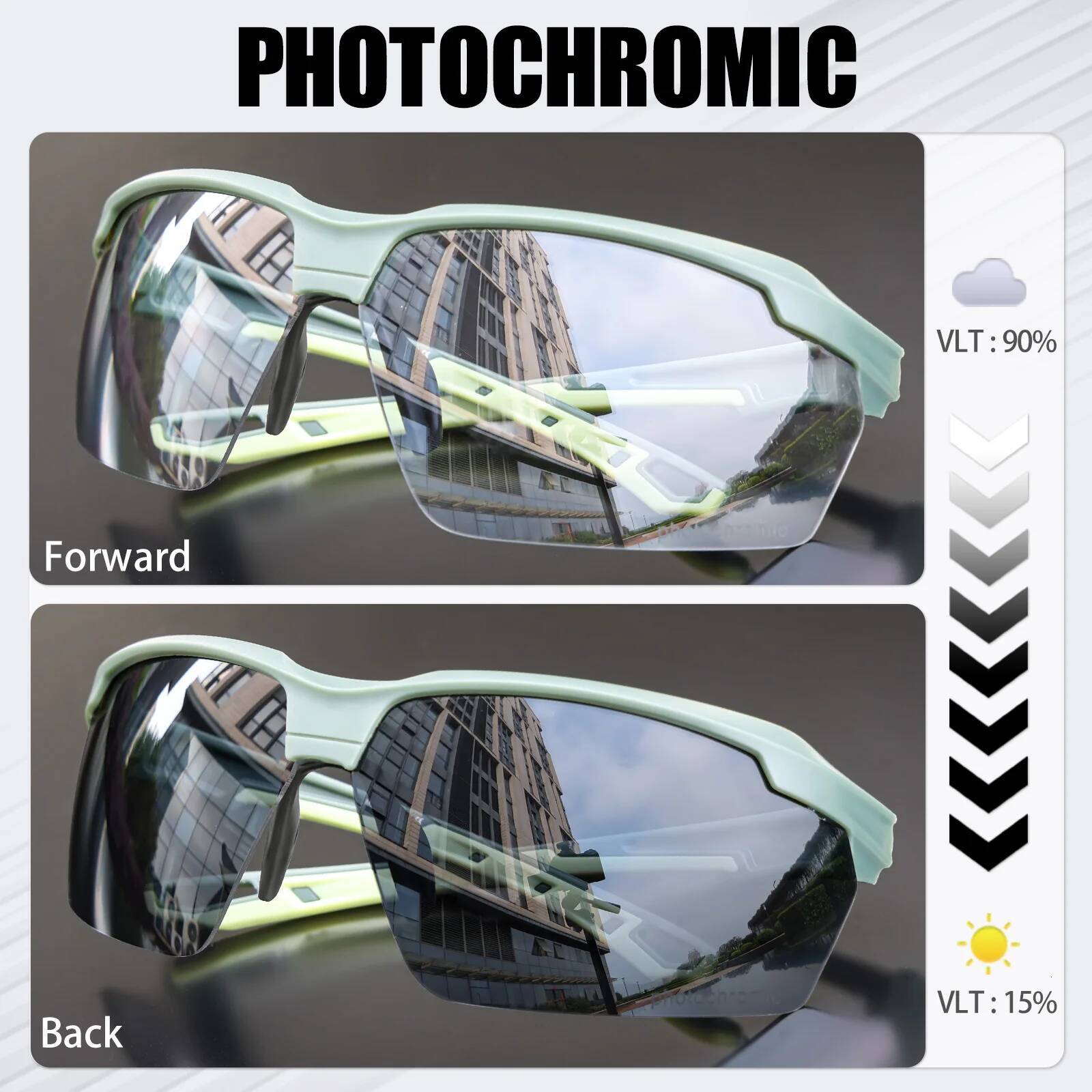 SCVCN Photochromic Men MTB Cycling Sunglasses Women Road Bike Eyewear UV400 Outdoor Sports Running Glasses