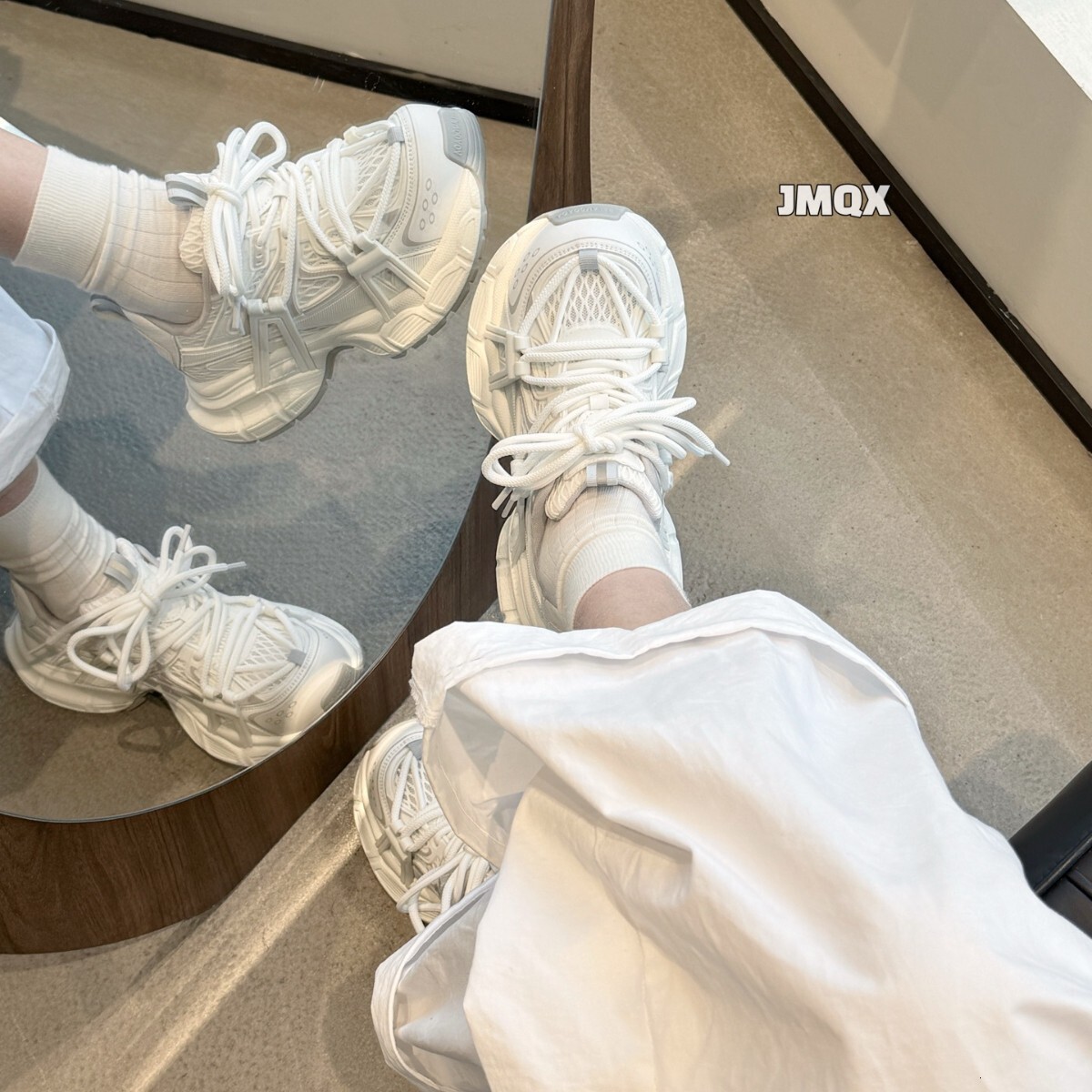 Genuine Leather Thick-Soled Dad Sneakers for Women 2025 Spring New Mesh Breathable Height-Increasing Soft-Soled Lightweight Sports Casual Shoes ddmyth