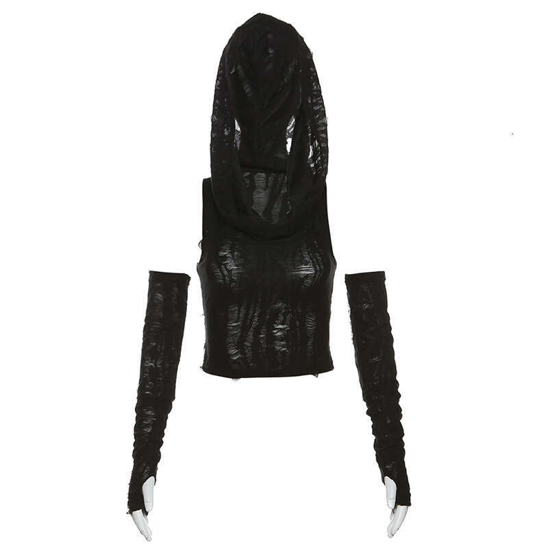 Summer New Women's Solid Color Slim Fit Crop Top Street Fashion Hooded Sleeveless Vest B5