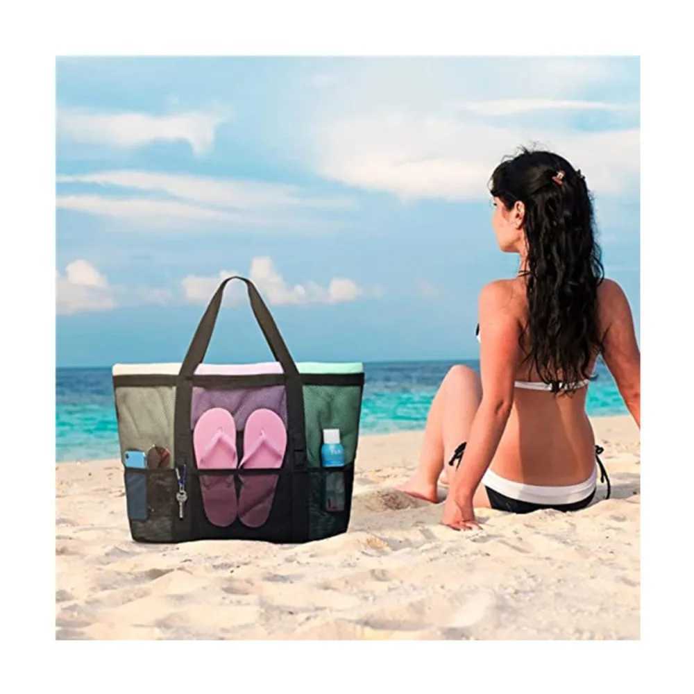 Beach bag Large capacity toy mesh swimming bag Mtifunctial travel shoder beach bag Swimsuit storage bag B250618