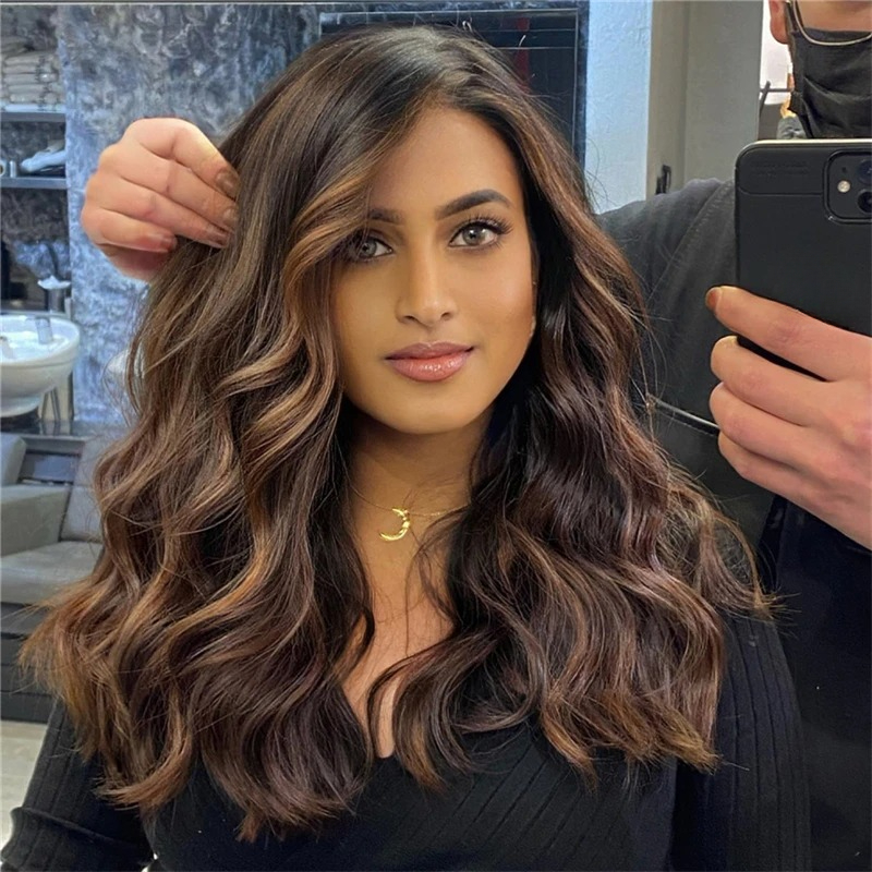 Body Wave Highlight Wig Human Hair 20 30 Inch 13x4 HD Lace Frontal Wig 180 Density Natural Brazilian Hair Wig For Black Women Synthetic