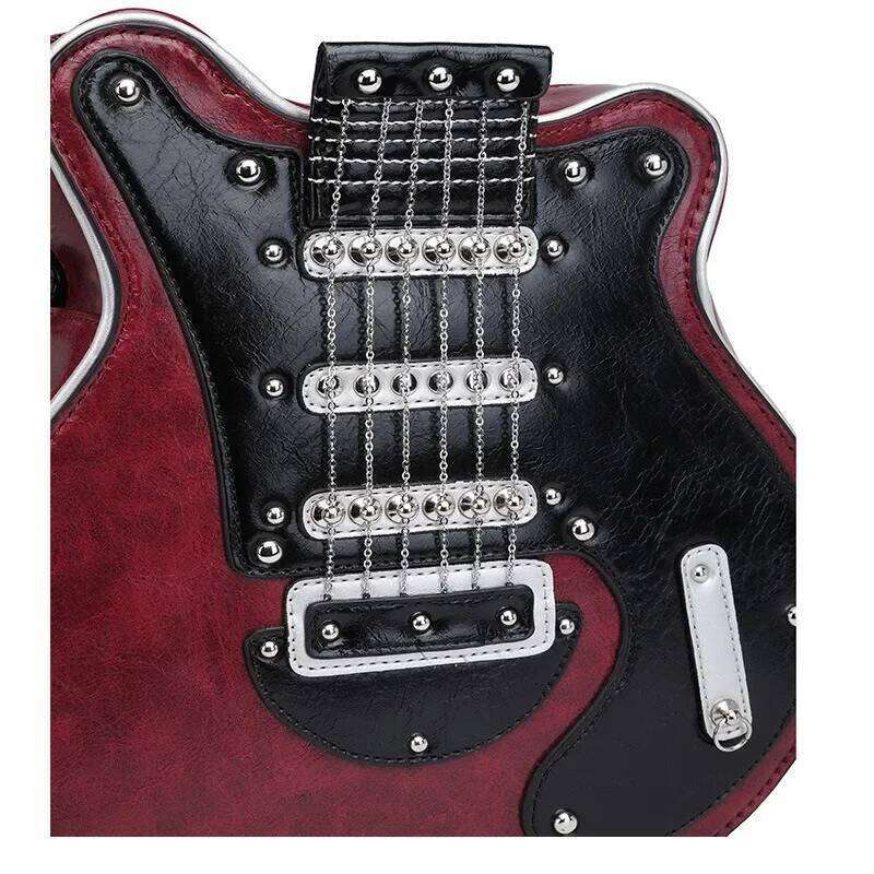 2024 New Unique Creative Spicy Girl American Style Vintage Fashion Guitar Shape Bass Pain Crossbody Bag For Women