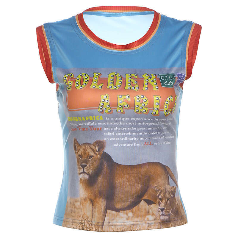 New Fashion Street Style Sexy Crop Slim Fit Printed Tank Top For Women B5