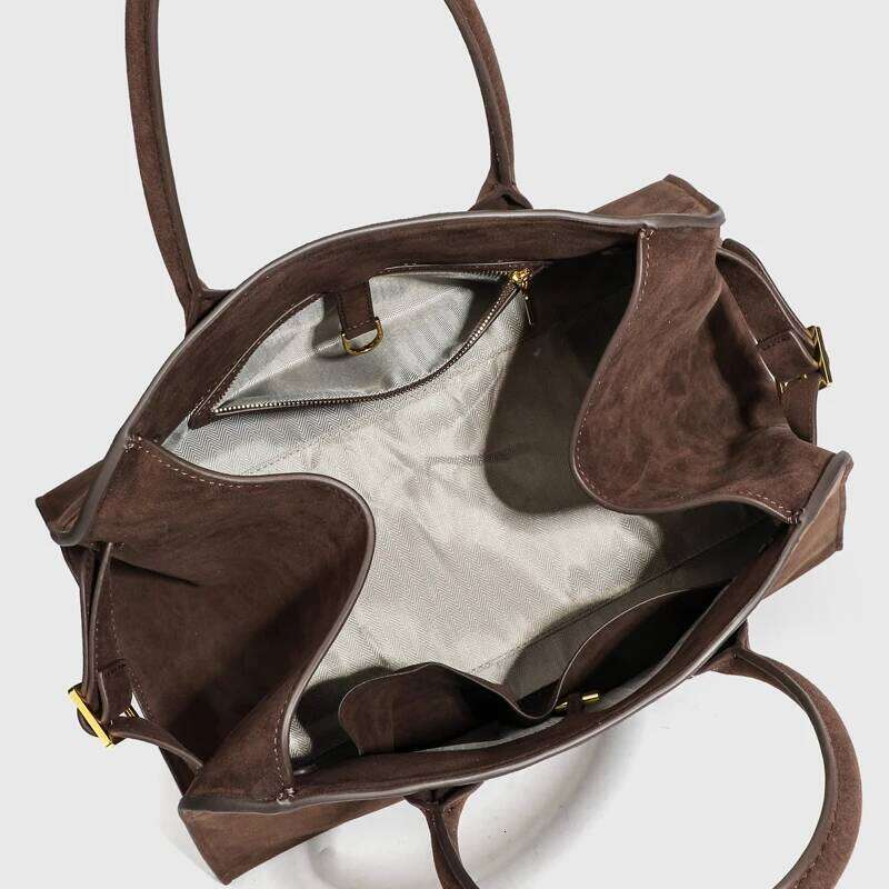 Vintage Faux Suede Tote Bag For Women Designer Handbags Purses 2024 New In PU Top Handle Large Capacity Underarm Shoulder