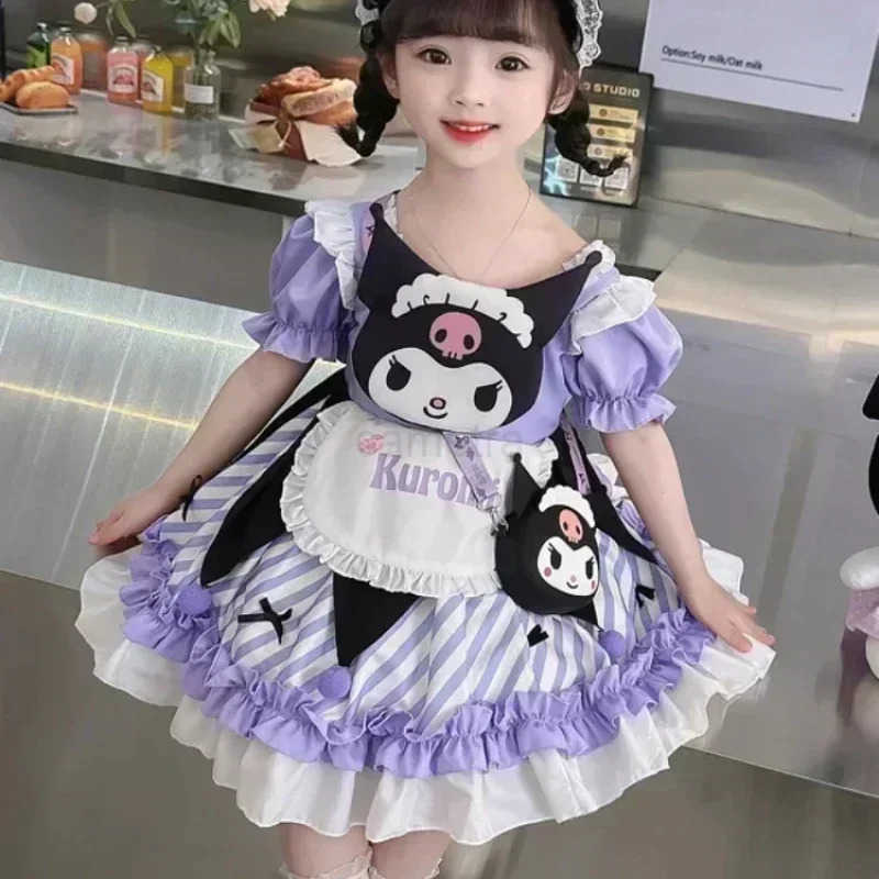Sanrio Sanrio Cinnamoroll Childrens CosPlay Kuromi Dress Blue Girl Strap Skirt My Melody Dress Princess Dress Girls Birthday GiftsXJ250618