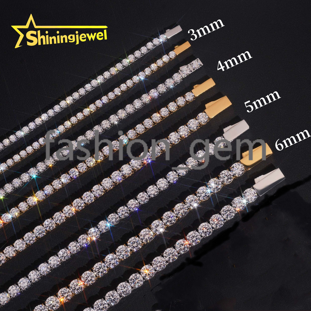Factory Price Hip Hop 3mm 4mm 5mm 6mm moissanite Tennis Chain 925 silver Fashion Chain Men Women moissanite Diamond Tennis Necklace