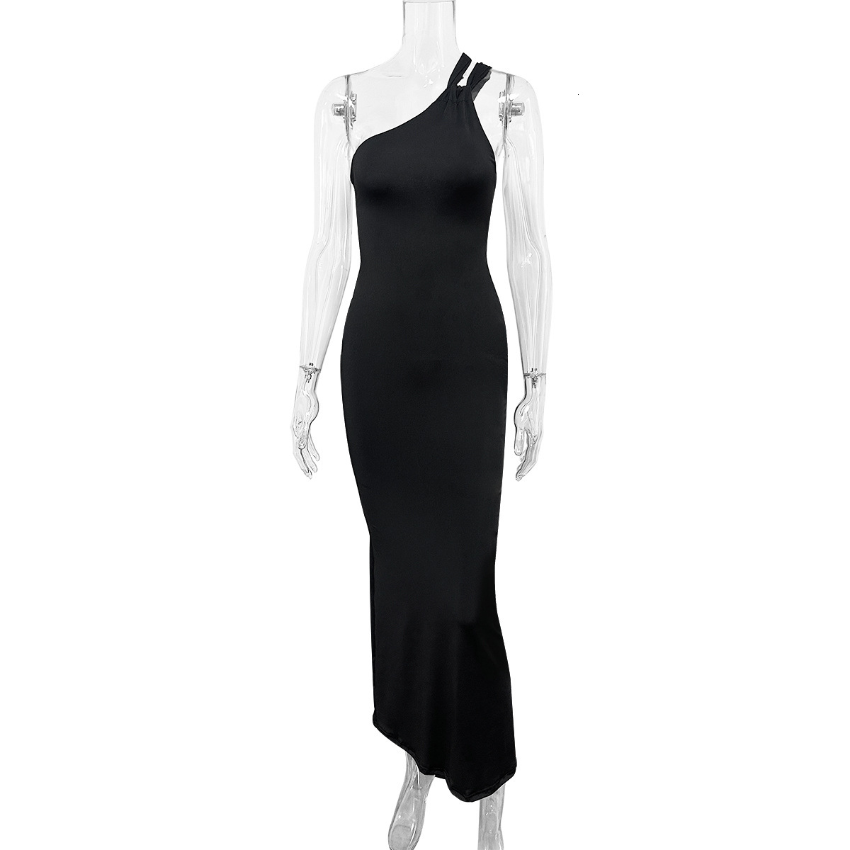 2024 Spring Sexy One-Shoulder Strap Dress New Backless Fashion Bodycon Slim Long Dress