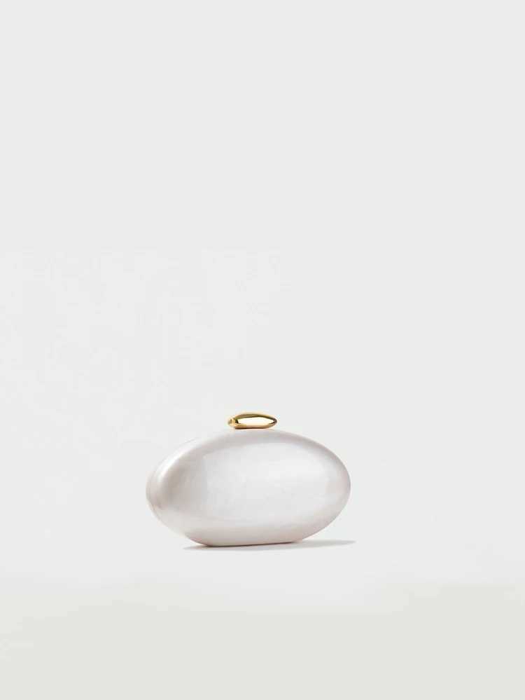 Egg Shape Clutch Bag Acrylic Purse Women Wedding Evening Party Cute Ivory Pearl Color Purse Handbag Summer New 2024 Z250618