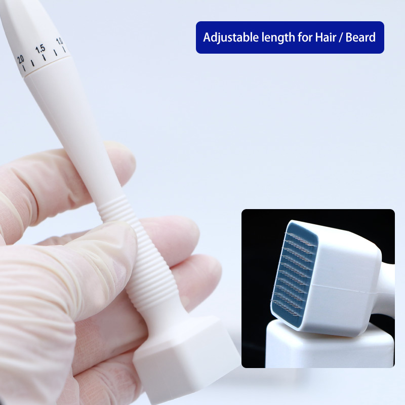 100 Titanium Microneedle Derma Stamp with Adjustable Length - At-Home Derma Roller for Beard & Skin Care