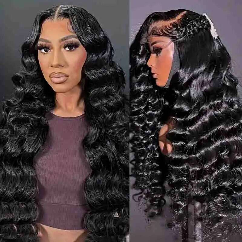 Loose Deep Wave Wig 13x4 13X6 5X5 4X4 Transparent Front Pre Plucked Brazilian Remy Human Hair Frontal Lace Wigs 220%