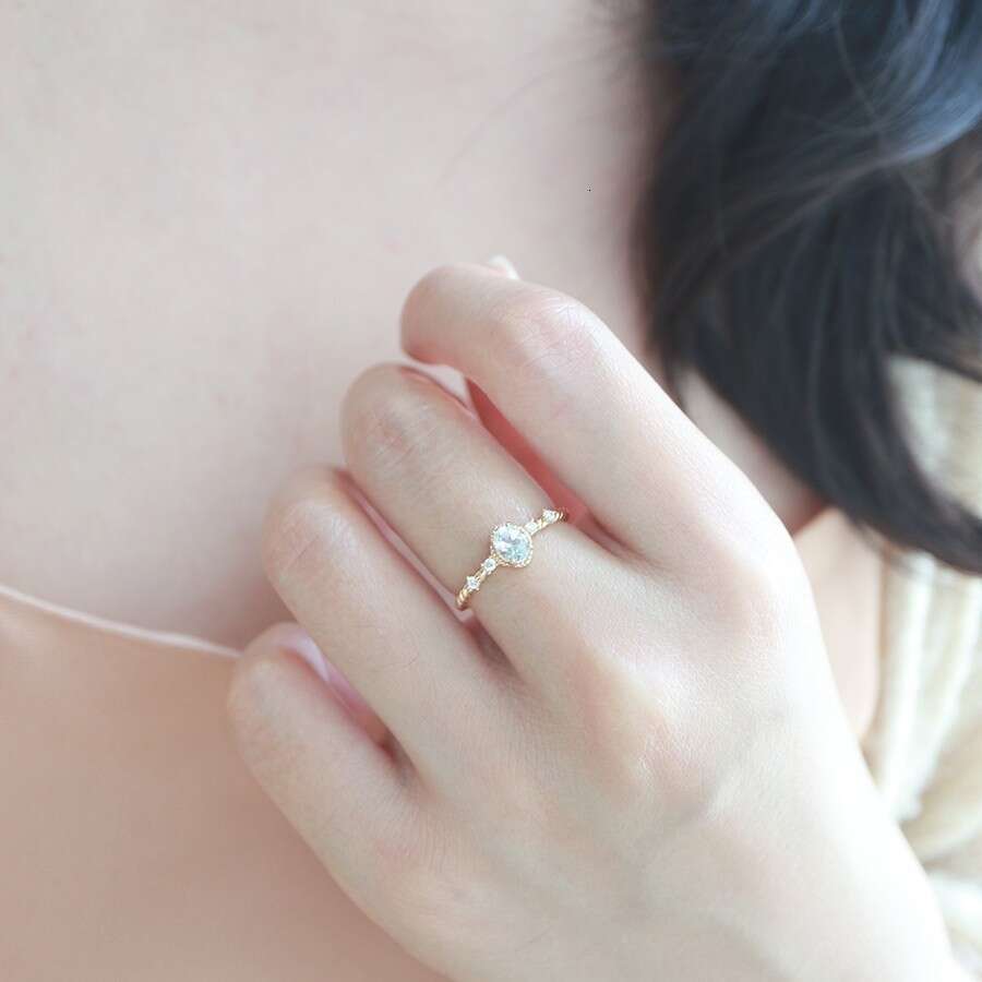 Cloud Mist Pine Forest" Niche Fresh Sky Blue High Imitation Topaz Light Luxury Versatile Ring