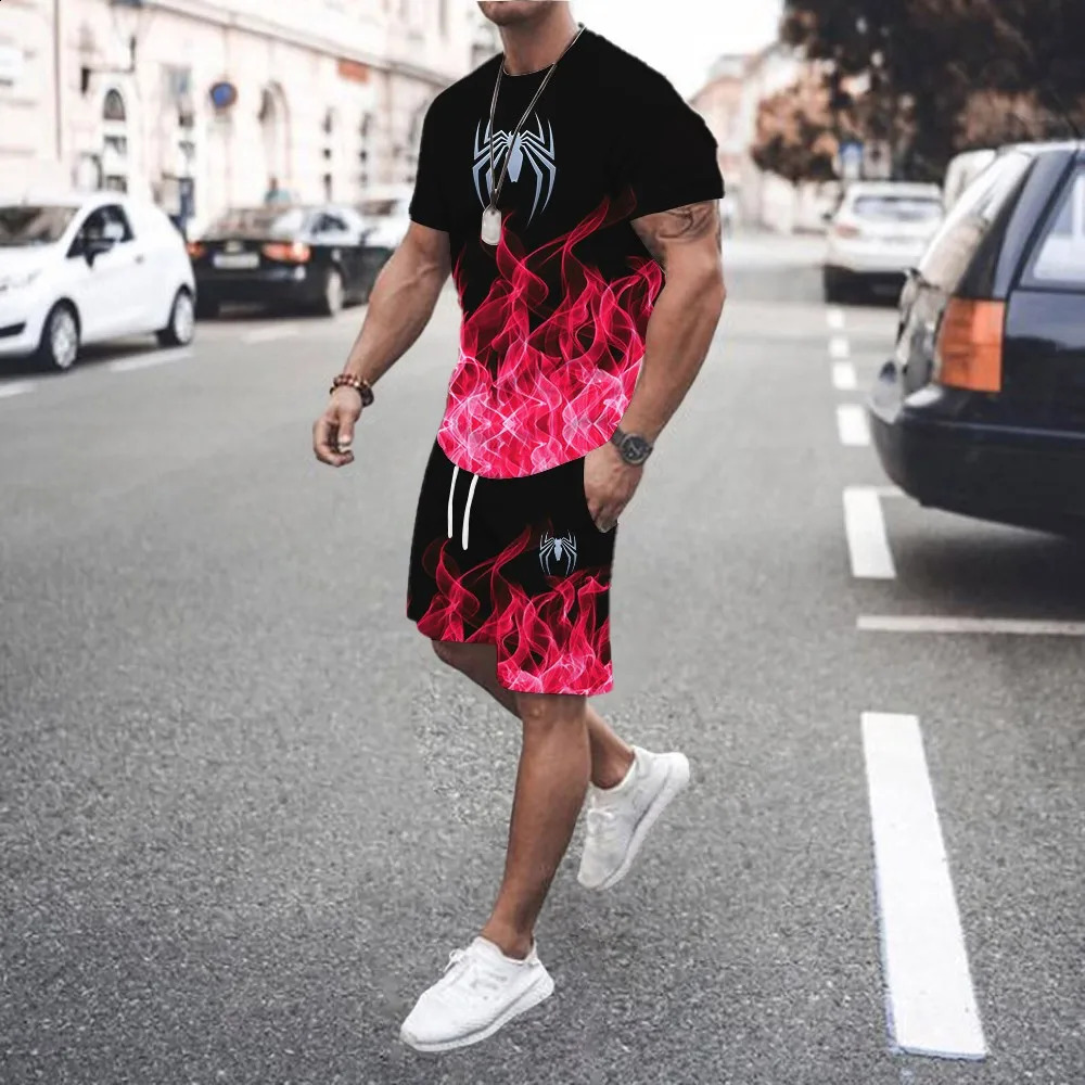 3D Printed Men s Casual Gradient TShirt Shorts Set Tracksuit Male 2 Pieces Fashion Outfit Man Clothing Jogging Suit 250614