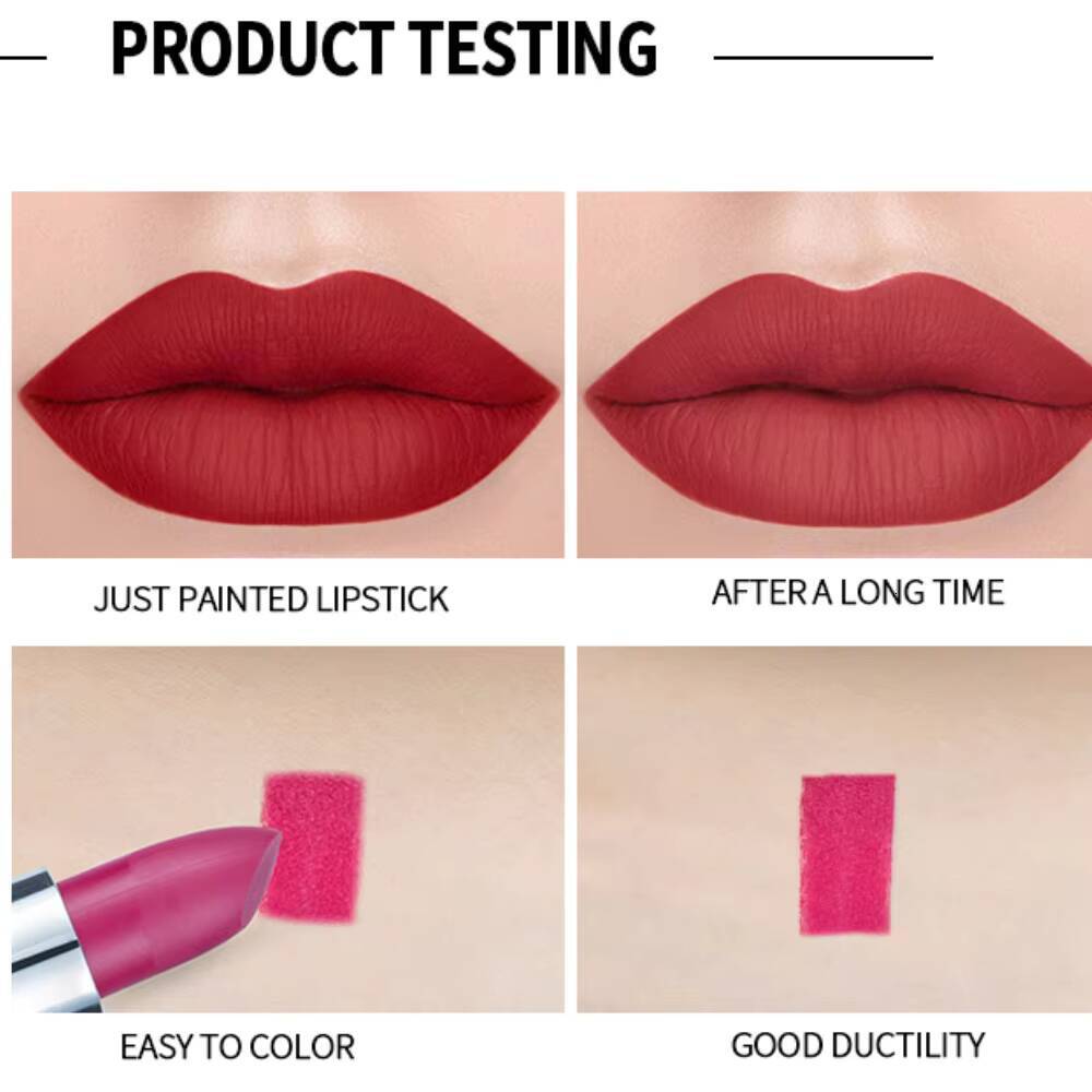 HANDAIYAN 12 Colors Matte Lipstick Long Lasting Velvet Tint Waterproof 24 Hours Red Lip Gloss Cosmetics Make Up happy