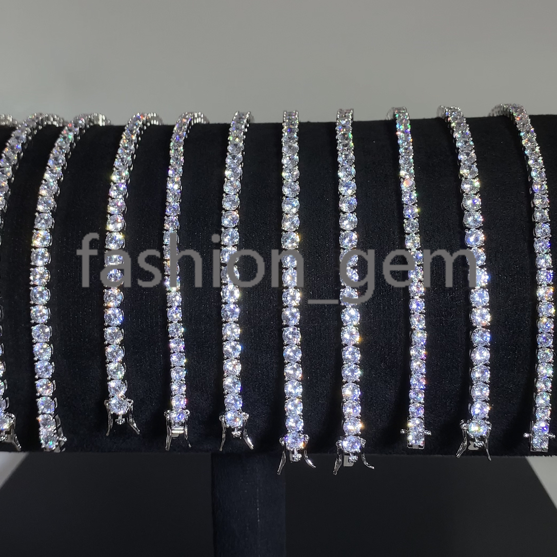 Factory Tennis Bracelet 4mm Women Men Elegant 925 Sterling Silver Iced Out VVS Moissanite Tennis Chain