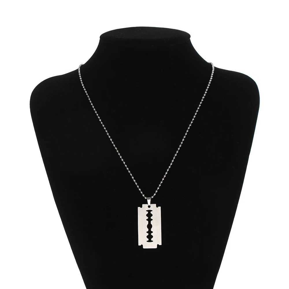 Stainless Steel Razor Blades Pendant Necklaces Men Jewelry Steel Male Shaver Shape Necklace W250618