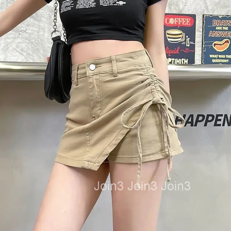 Tight Short Woman Skirt Gyaru Pants Chorts Skirts for Women Zipper High Waist Wrap Mini with Strings Korean Style Aesthetic V