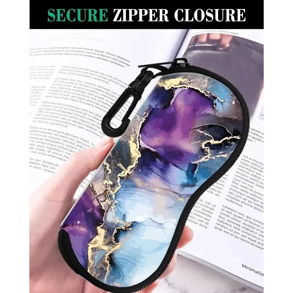 Marble Glasses Case Pouch Prints Zipper Soft Eyewear Storage Box Outdoor Travel Portable Anti-Pressure Sunglasses Bag 250617