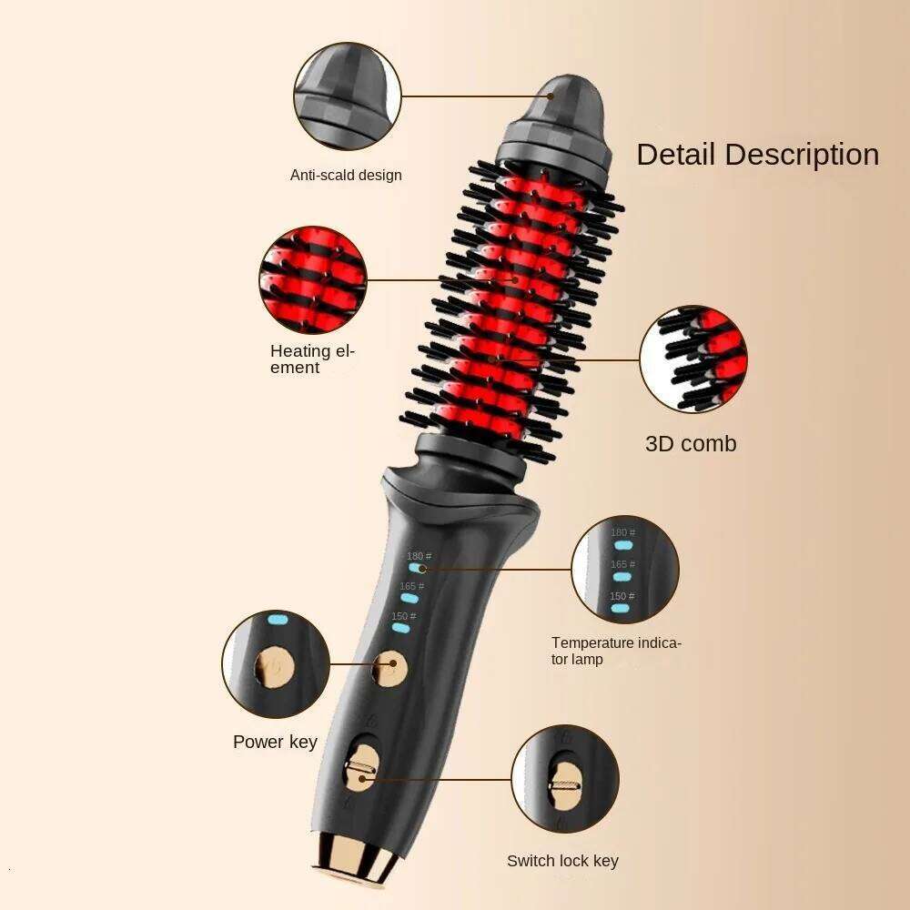 Portable Cordless Curling Iron 3 Temp Settings Automatic Straightener Anti-Scald Rechargeable Hair Brush for Travel