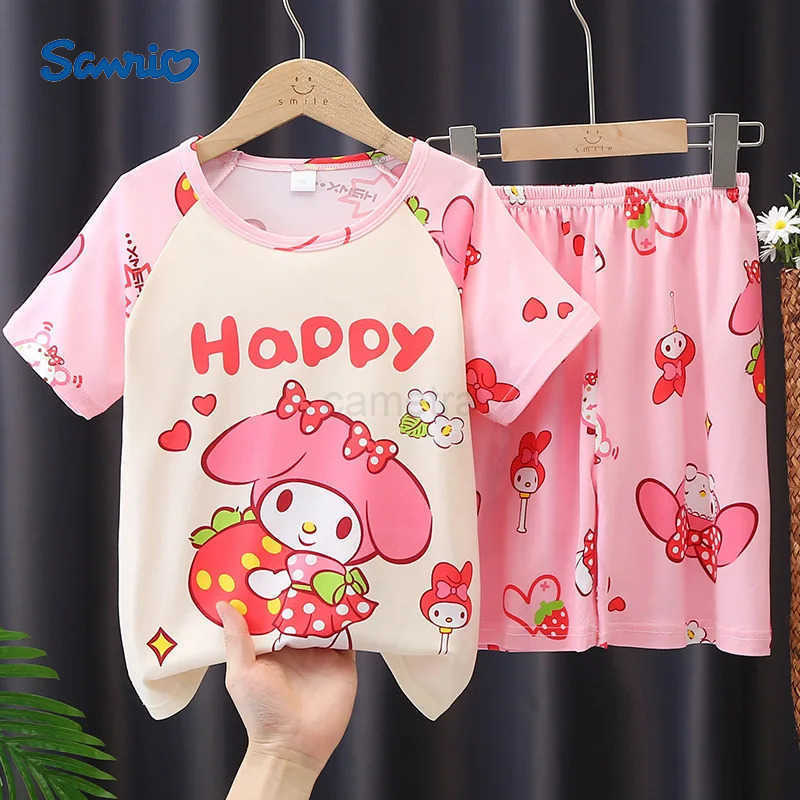 Sanrio Yugui Dog Cartoon Girls Summer Pajamas Short Sleeved Melody Middle School Boys And Girls Home Clothing Set XJ250618XJ250618