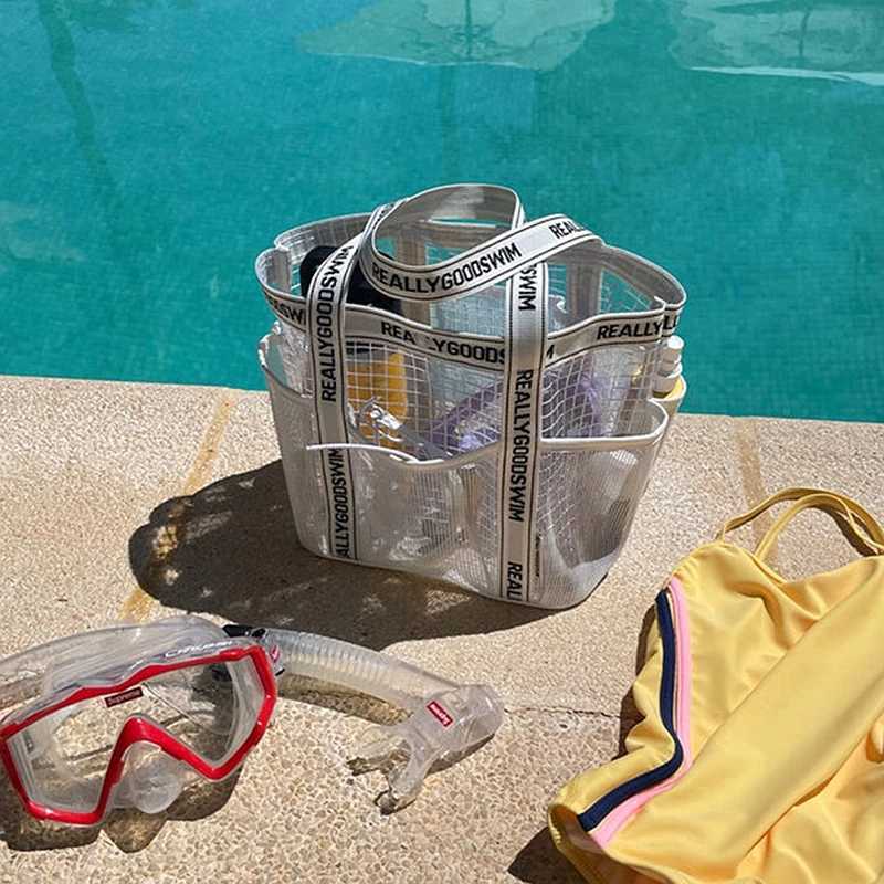 Gym Bag Beach Bag Fis Transparent Waterproof Multi-Pocket Tote Swimming Mesh Bags High Volume Beach Organizer Travel Swim B250618