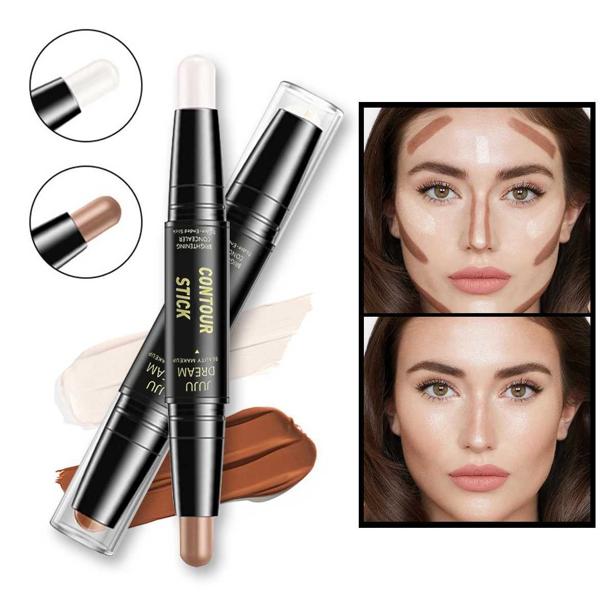 Double-ended Concealer Pen Contour Stick Dual-purpose Highlighter Stick Nose Shadow Contouring Face Covering Acne Marks XJ250618