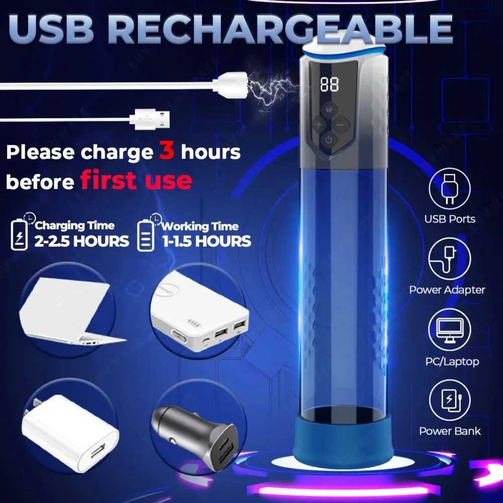 Electric Penis Pump Sex Toy - Penis Extender Vacuum Pump with 5 Suction Modes Penis Enlargement Pumps Rings Trainer Dick Pump W250618