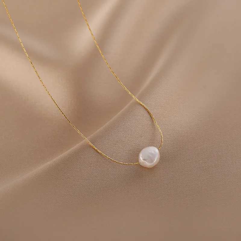 316L Stainl Steel New Fashion Fine Jewelry Natural Freshwater Pearl Charms Chain Choker Necklaces Pendant For WenC250617