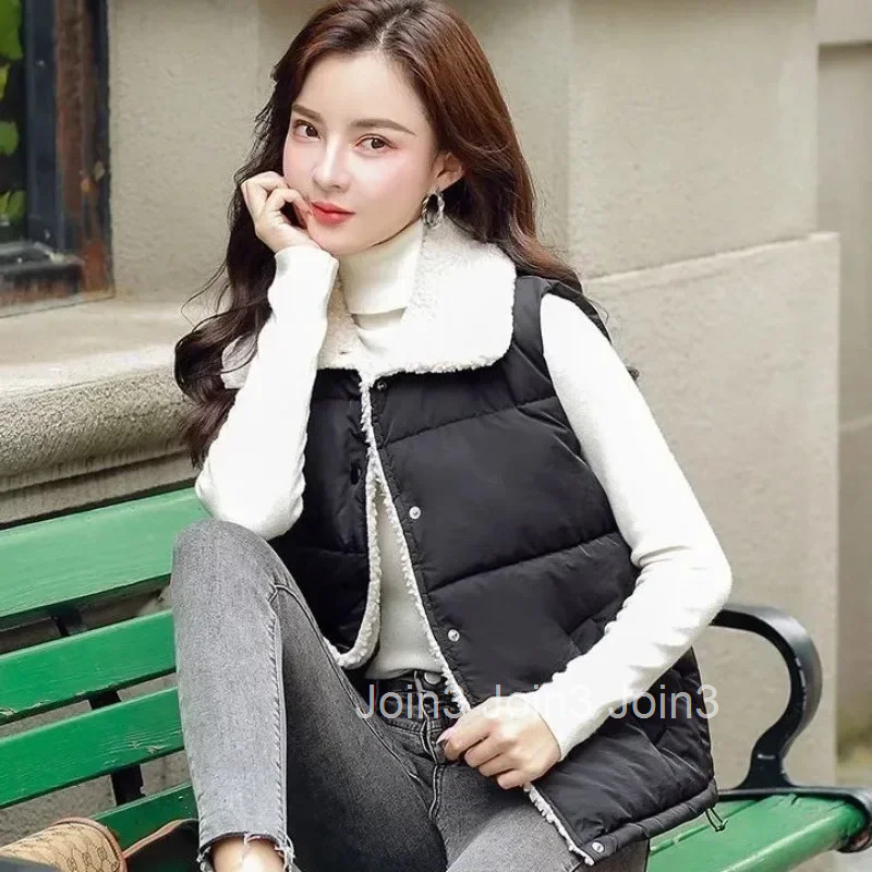Womens Vests Half Short Slim Fit Lady Padded Cotton Giletes Korean Style Winter Clothing Working Elegant Pretty Cheap Warm Cold