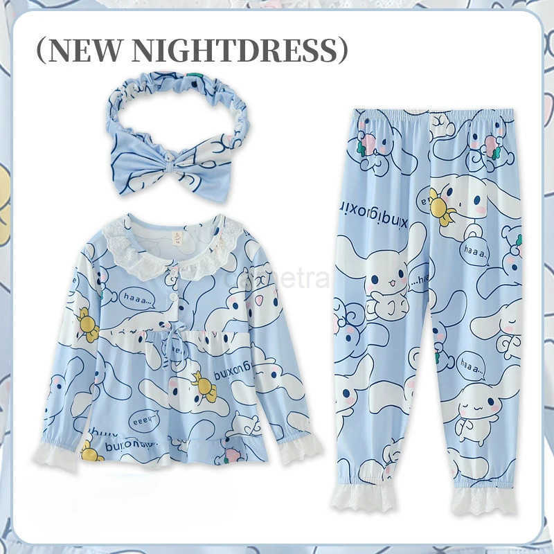 Sanrio Sanrio Girls Pajama Sets Causal Lace Trimmings Soft Comfortable Kids Night Clothes Set Beautiful Girl Breathable Indoor Costume XJ250618XJ25061